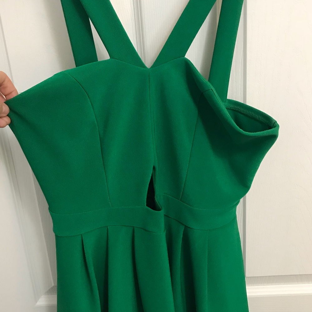 Green Cocktail Dress with Cut Out